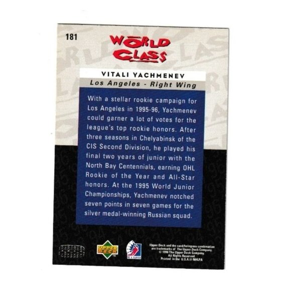 Upper Deck World Class Vitali Yachmenev Russia Be A Player Collectible Trading C - Picture 2 of 4